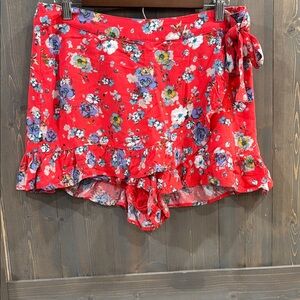 Free People Red Floral Women's Skort